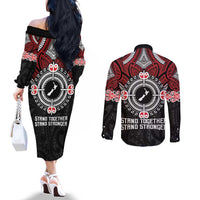 Aotearoa Proud To Be Maori Couples Matching Off The Shoulder Long Sleeve Dress and Long Sleeve Button Shirt New Zealand Fight Together LT9 - Polynesian Pride