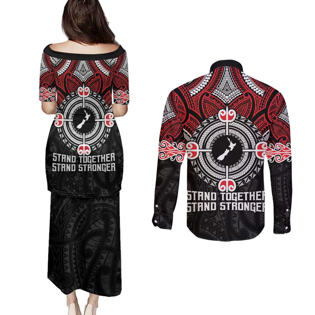 Aotearoa Proud To Be Maori Couples Matching Puletasi and Long Sleeve Button Shirt New Zealand Fight Together LT9 - Polynesian Pride