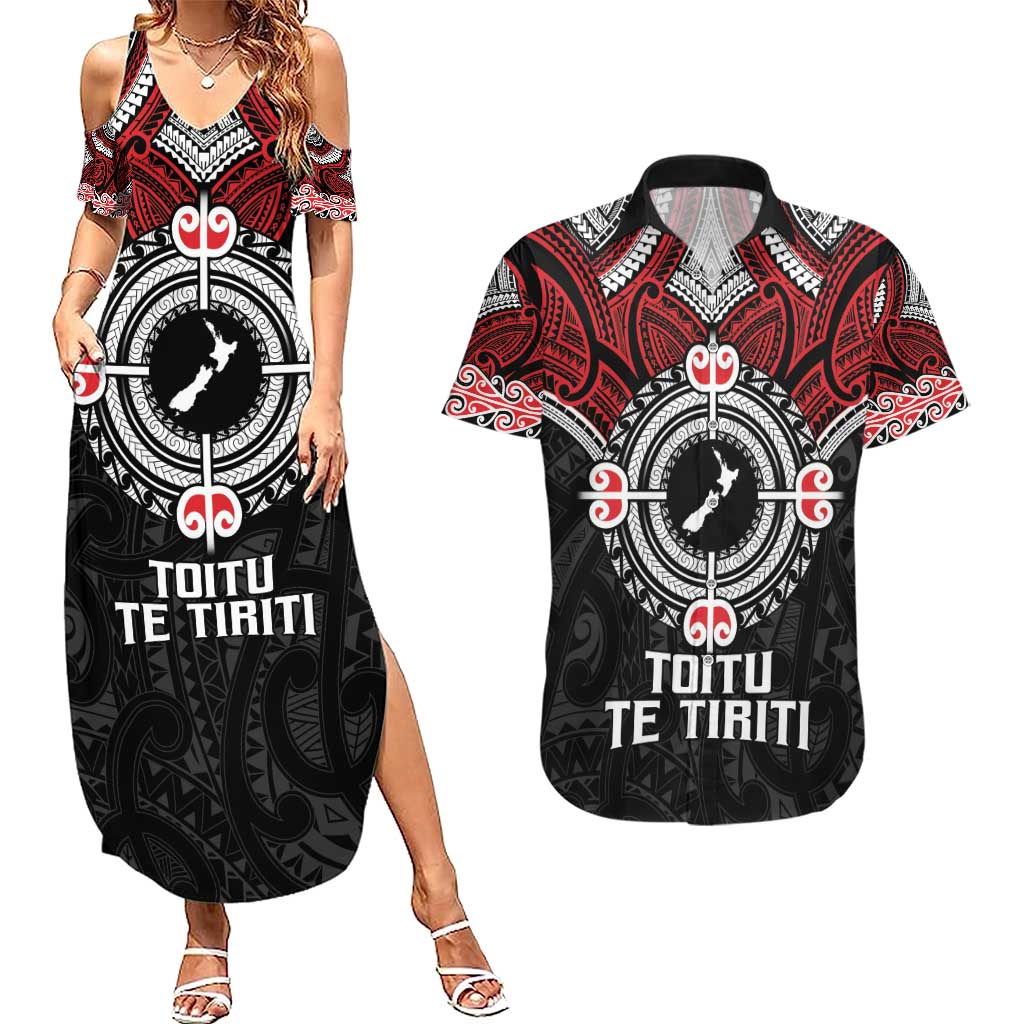 Aotearoa Proud To Be Maori Couples Matching Summer Maxi Dress and Hawaiian Shirt New Zealand Fight Together LT9 Red - Polynesian Pride