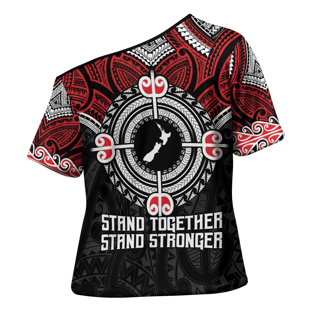 Aotearoa Proud To Be Maori Cross Shoulder Shirt New Zealand Fight Together LT9 - Polynesian Pride