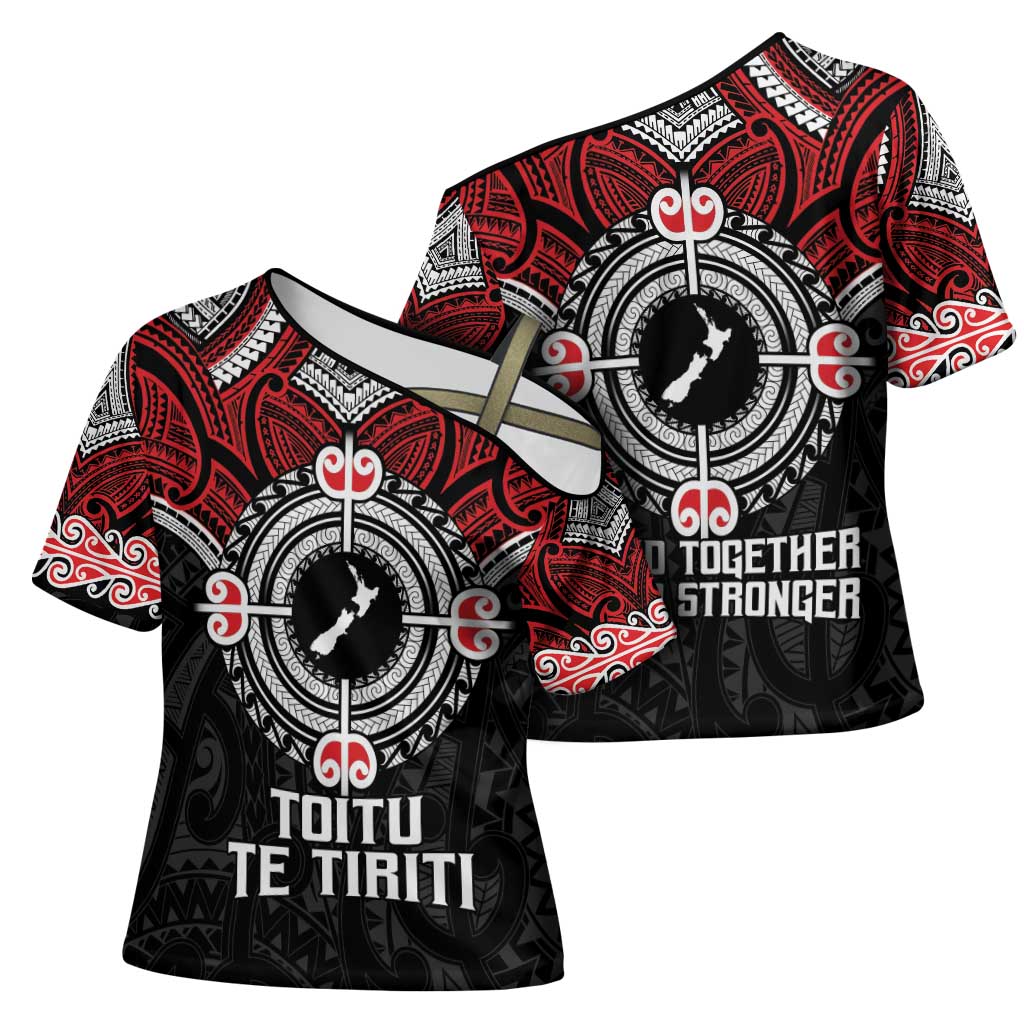Aotearoa Proud To Be Maori Cross Shoulder Shirt New Zealand Fight Together LT9 - Polynesian Pride