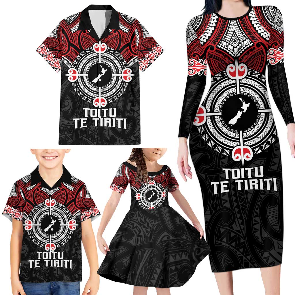 Aotearoa Proud To Be Maori Family Matching Long Sleeve Bodycon Dress and Hawaiian Shirt New Zealand Fight Together LT9 - Polynesian Pride