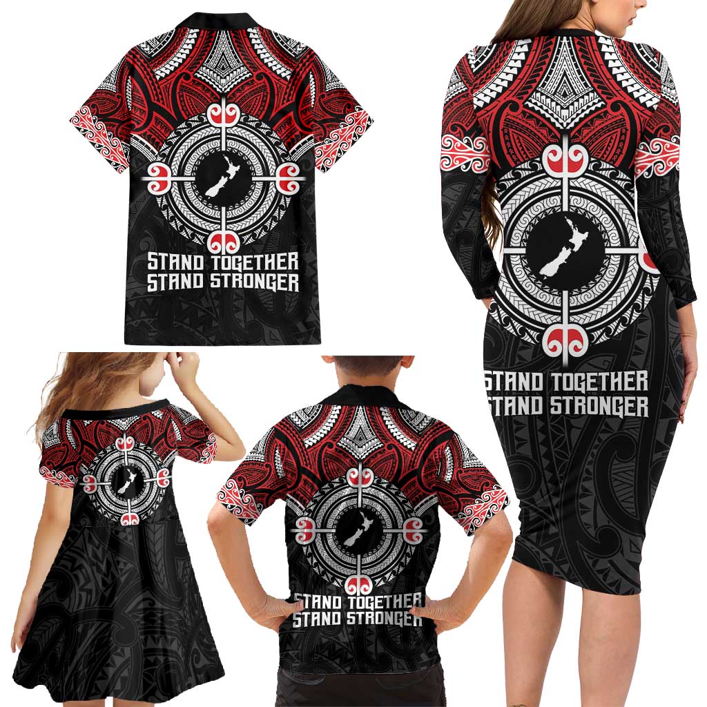 Aotearoa Proud To Be Maori Family Matching Long Sleeve Bodycon Dress and Hawaiian Shirt New Zealand Fight Together LT9 - Polynesian Pride