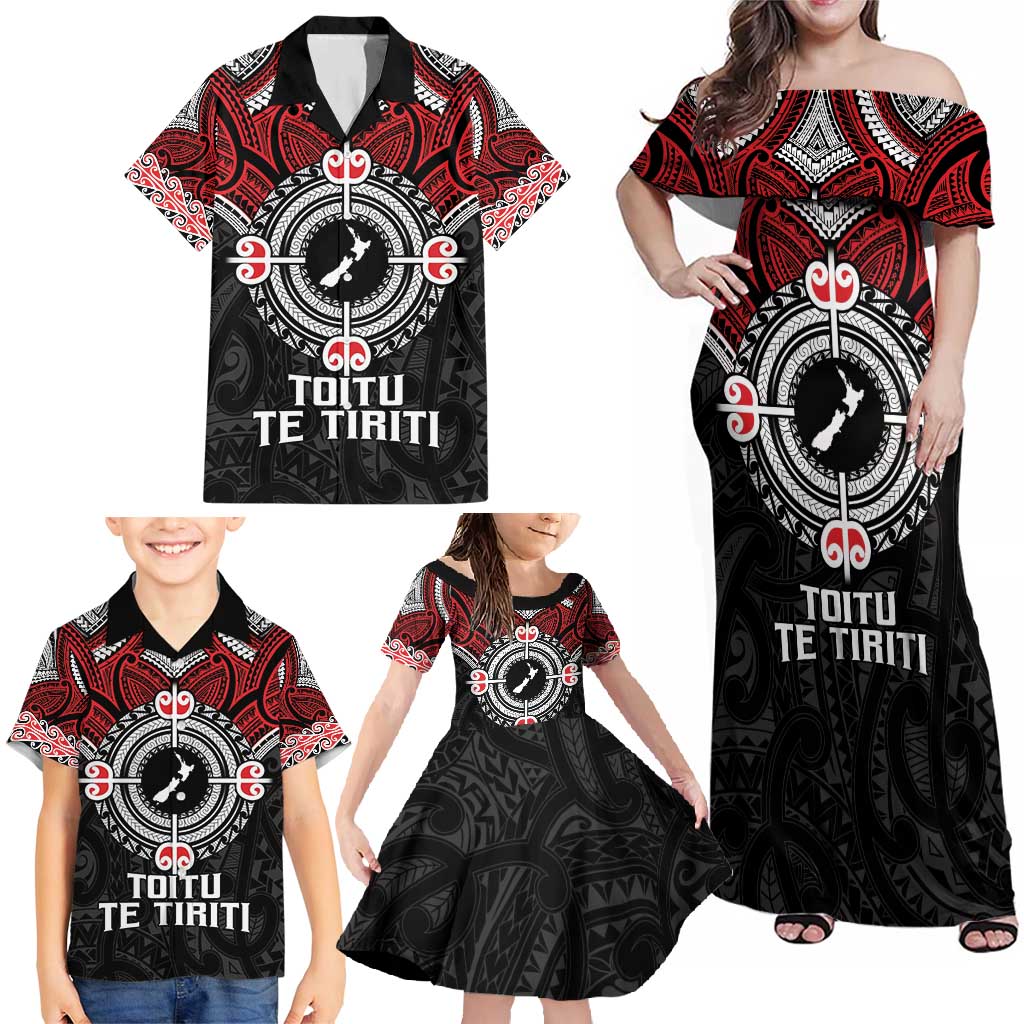 Aotearoa Proud To Be Maori Family Matching Off Shoulder Maxi Dress and Hawaiian Shirt New Zealand Fight Together LT9 - Polynesian Pride