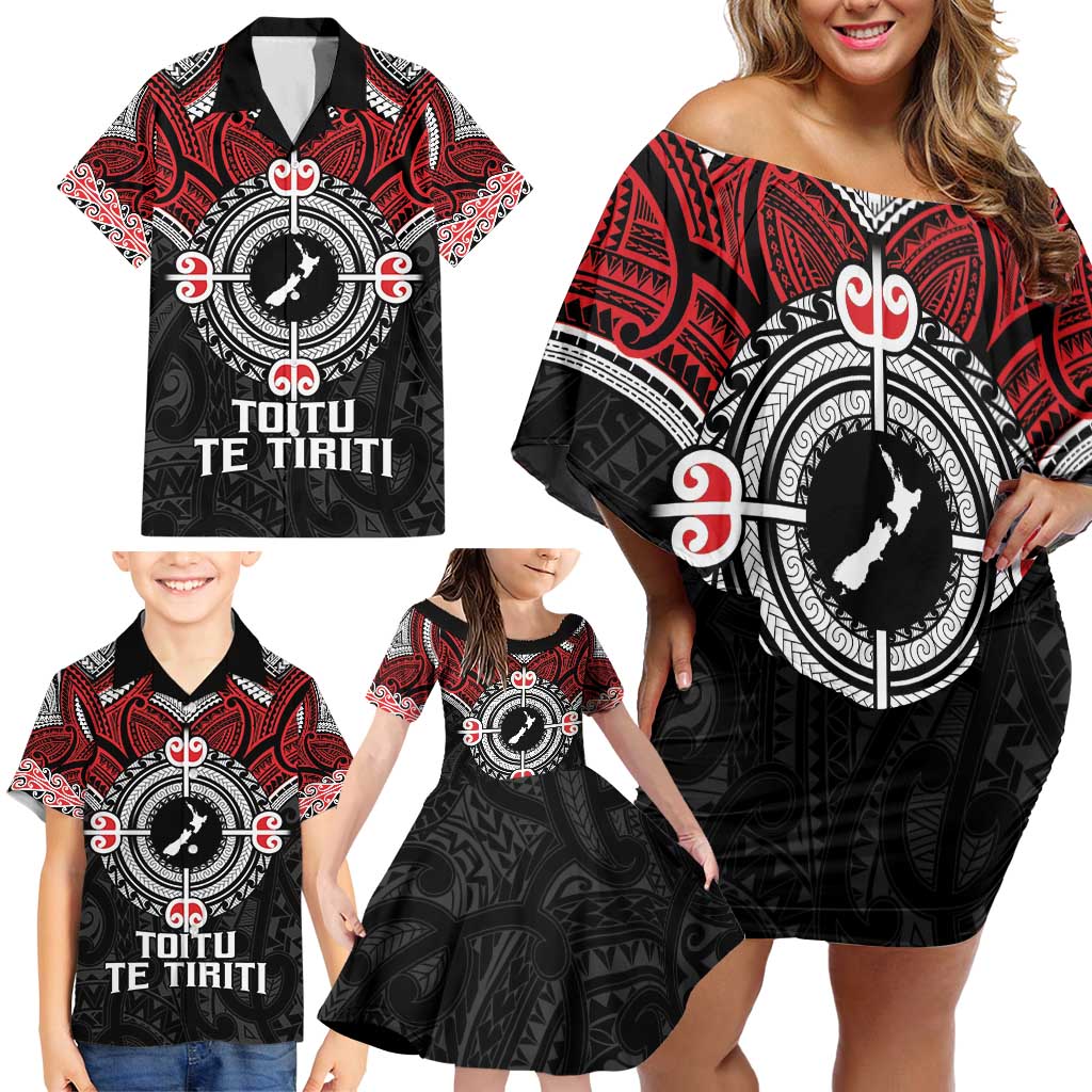 Aotearoa Proud To Be Maori Family Matching Off Shoulder Short Dress and Hawaiian Shirt New Zealand Fight Together LT9 - Polynesian Pride