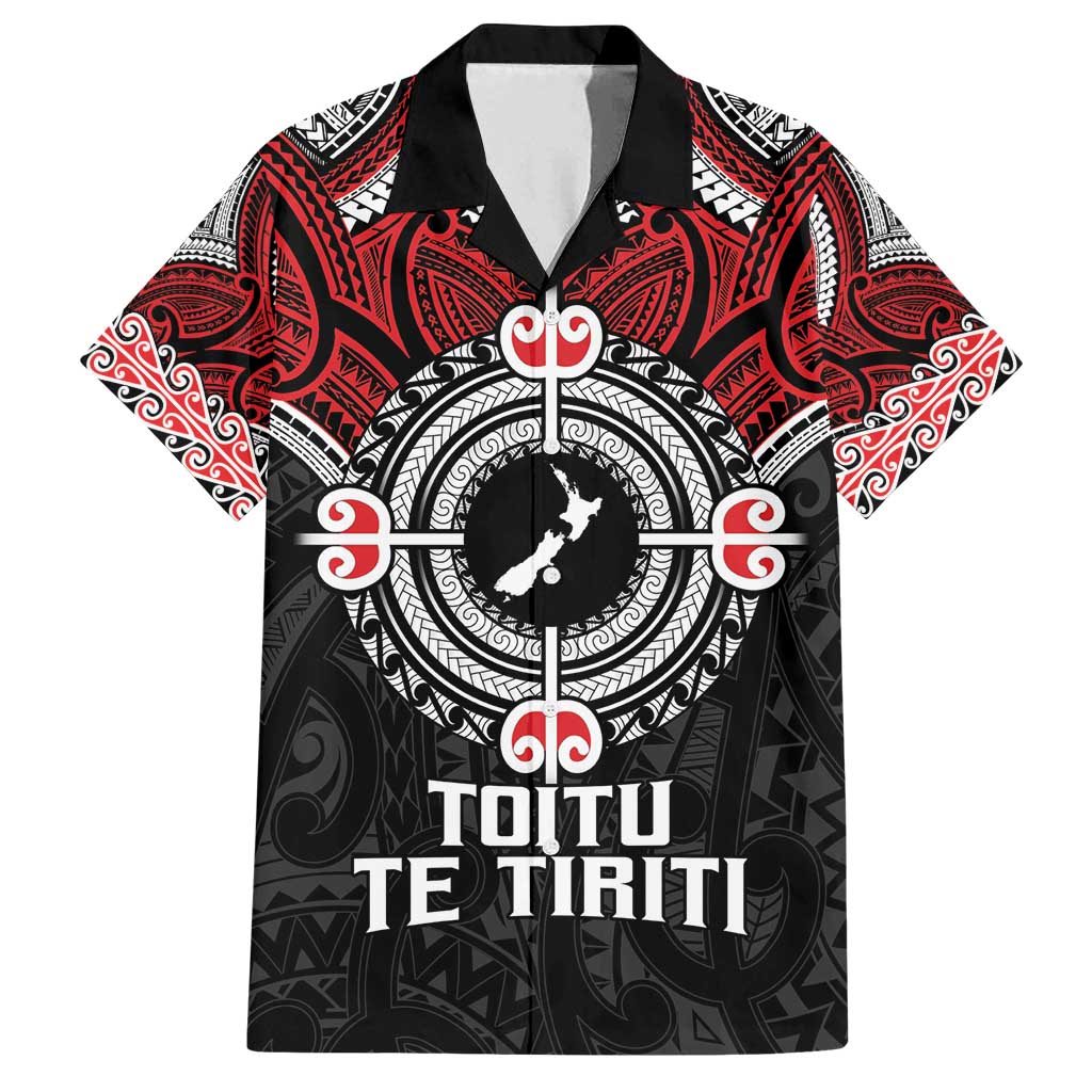 Aotearoa Proud To Be Maori Family Matching Puletasi and Hawaiian Shirt New Zealand Fight Together LT9 Dad's Shirt - Short Sleeve Red - Polynesian Pride