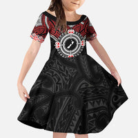 Aotearoa Proud To Be Maori Family Matching Short Sleeve Bodycon Dress and Hawaiian Shirt New Zealand Fight Together LT9 Daughter's Dress Red - Polynesian Pride