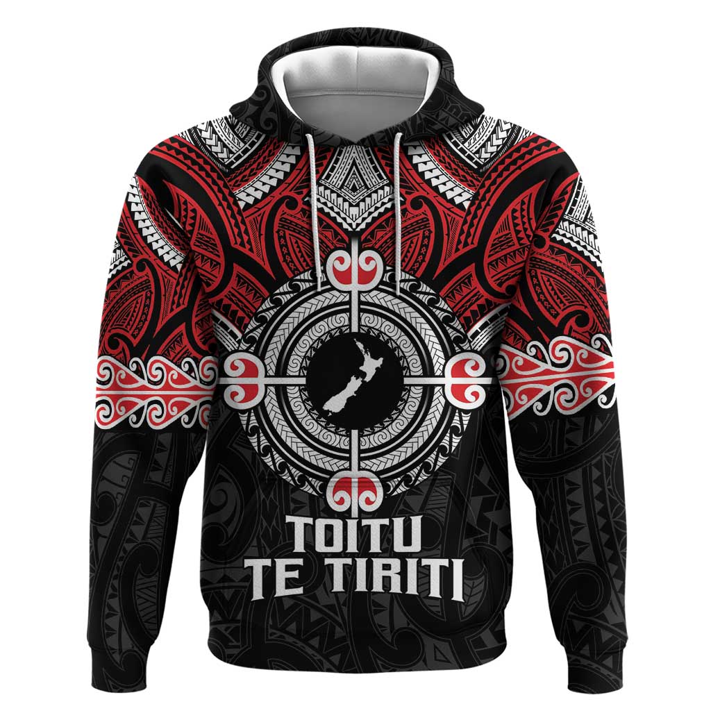 Aotearoa Proud To Be Maori Hoodie New Zealand Fight Together LT9 Pullover Hoodie Red - Polynesian Pride