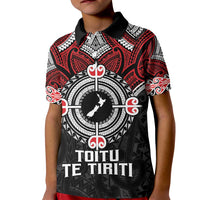 Aotearoa Proud To Be Maori Kid Polo Shirt New Zealand Fight Together LT9 Kid Red - Polynesian Pride