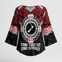 Aotearoa Proud To Be Maori Kimono Sleeve Blouse New Zealand Fight Together LT9 - Polynesian Pride