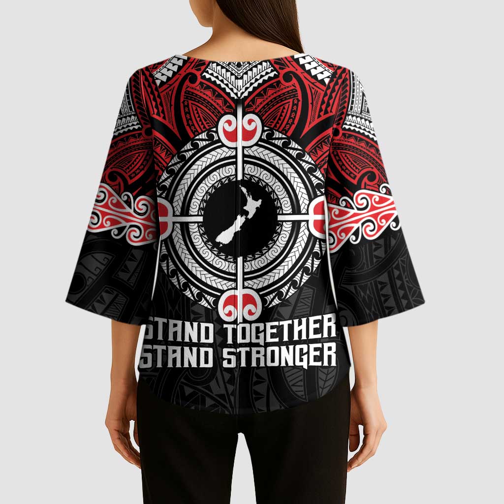 Aotearoa Proud To Be Maori Kimono Sleeve Blouse New Zealand Fight Together LT9 - Polynesian Pride