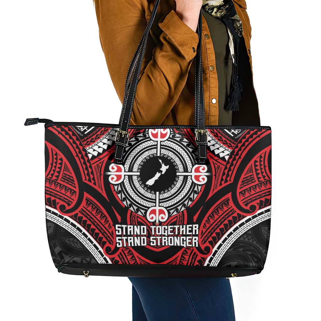 Aotearoa Proud To Be Maori Leather Tote Bag New Zealand Fight Together LT9 - Polynesian Pride