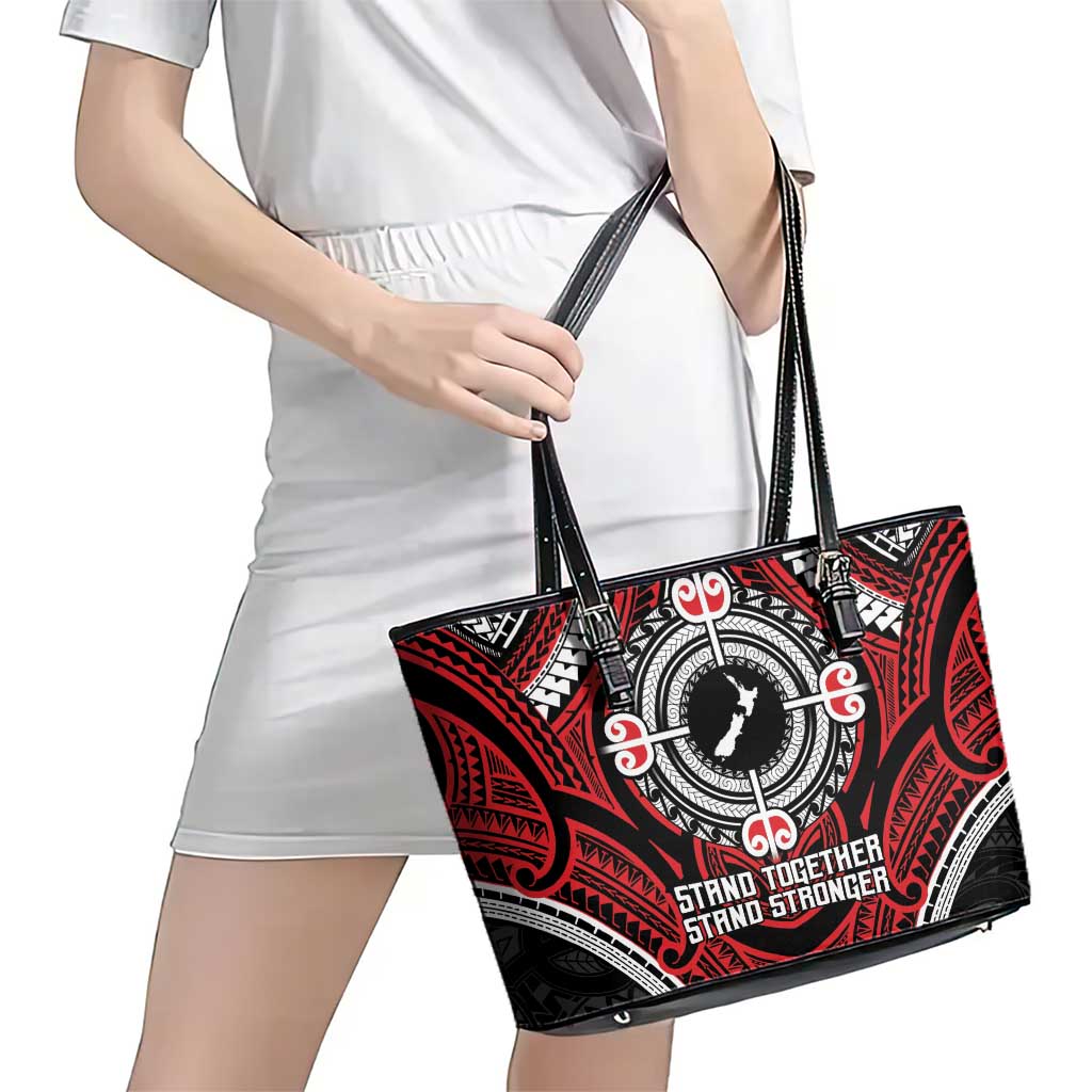 Aotearoa Proud To Be Maori Leather Tote Bag New Zealand Fight Together LT9 - Polynesian Pride
