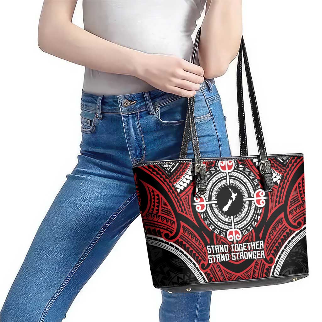 Aotearoa Proud To Be Maori Leather Tote Bag New Zealand Fight Together LT9 - Polynesian Pride