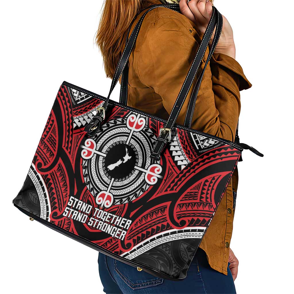 Aotearoa Proud To Be Maori Leather Tote Bag New Zealand Fight Together LT9 - Polynesian Pride