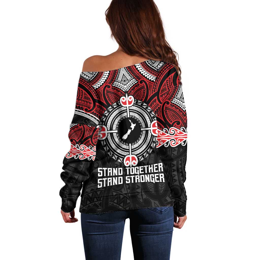 Aotearoa Proud To Be Maori Off Shoulder Sweater New Zealand Fight Together LT9 - Polynesian Pride