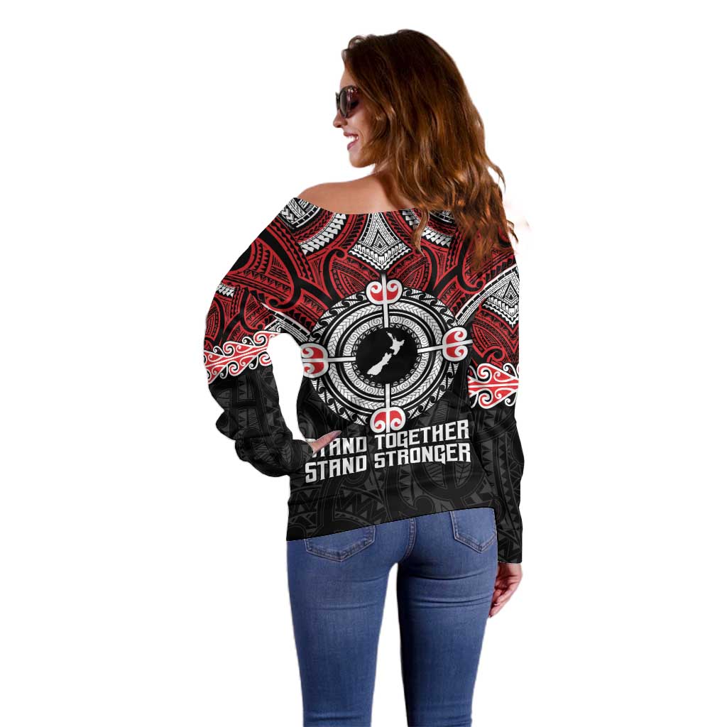 Aotearoa Proud To Be Maori Off Shoulder Sweater New Zealand Fight Together LT9 - Polynesian Pride