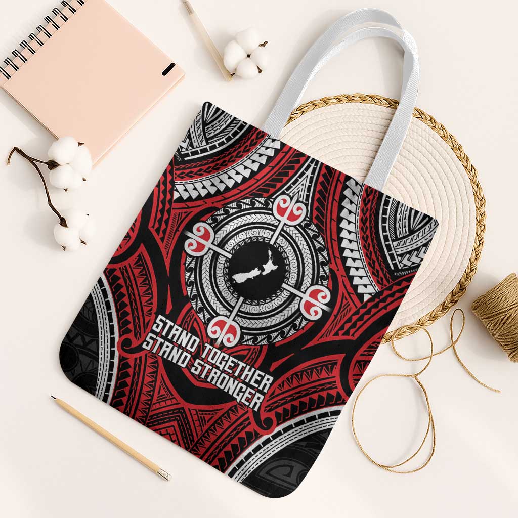 Aotearoa Proud To Be Maori Tote Bag New Zealand Fight Together LT9 White Strap One Size Black - Polynesian Pride