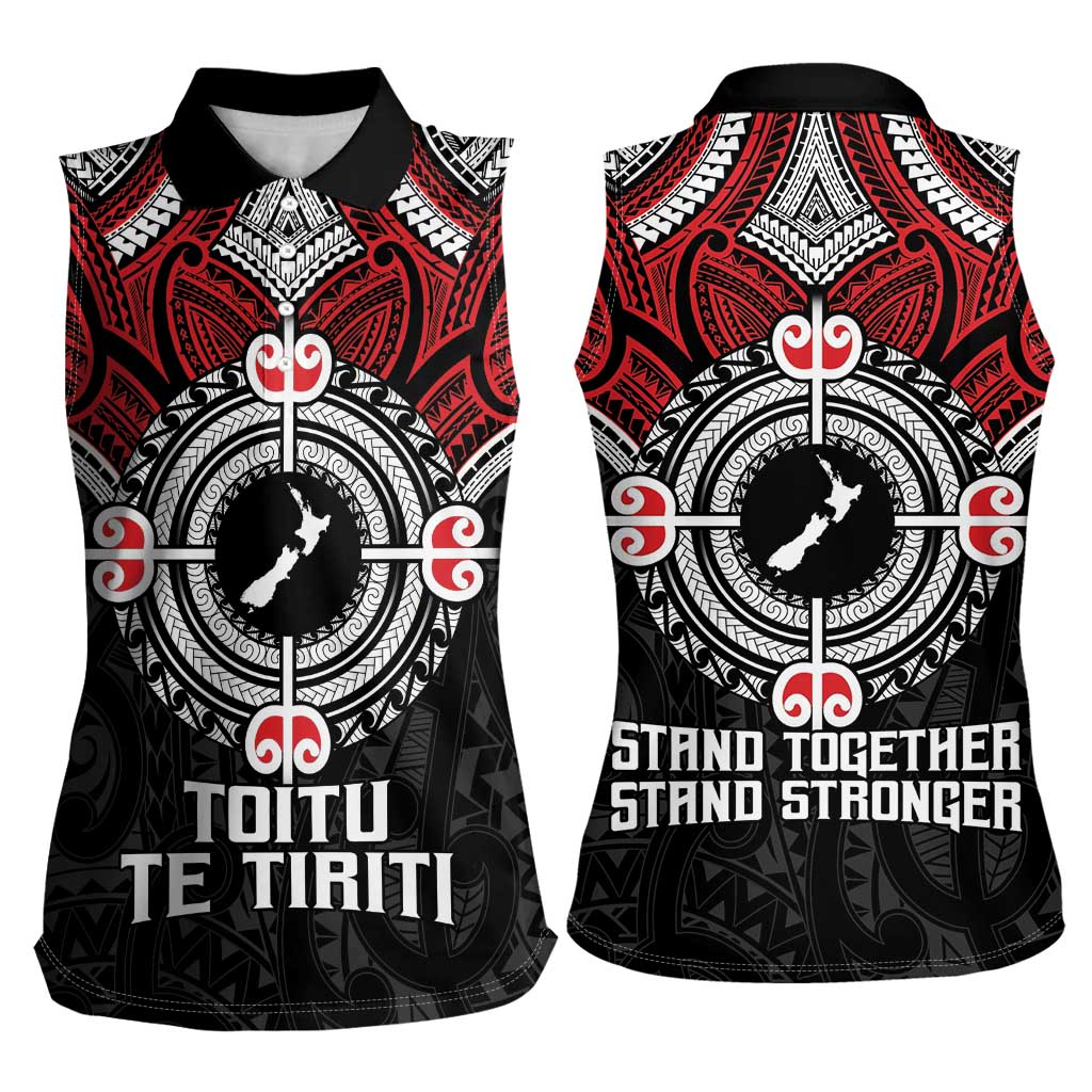 Aotearoa Proud To Be Maori Women Sleeveless Polo Shirt New Zealand Fight Together LT9 - Polynesian Pride