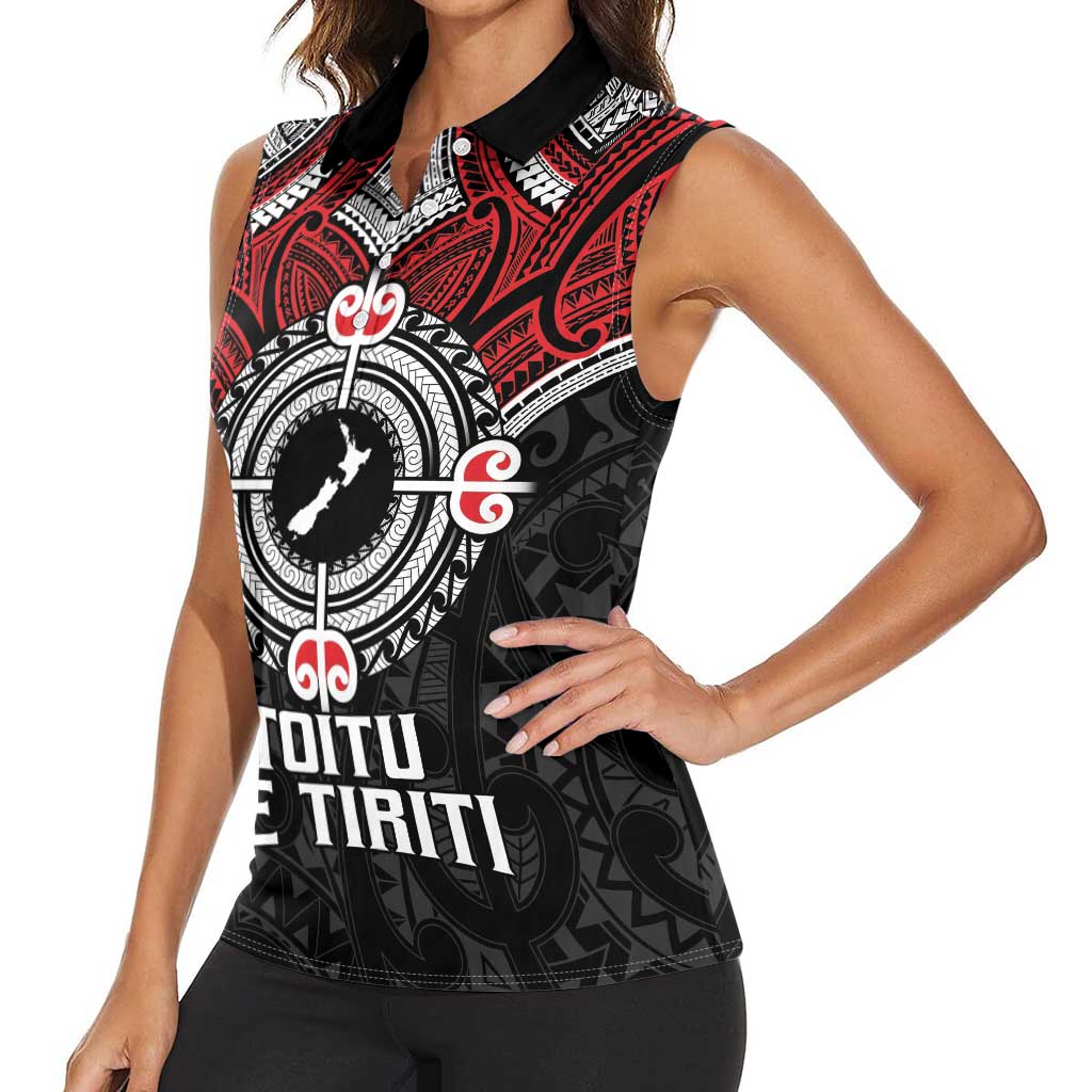 Aotearoa Proud To Be Maori Women Sleeveless Polo Shirt New Zealand Fight Together LT9 - Polynesian Pride