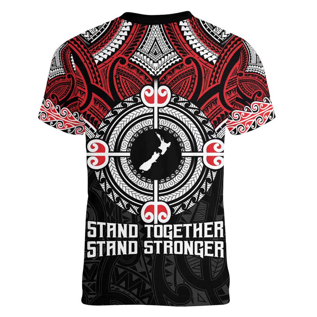 Aotearoa Proud To Be Maori Women V-Neck T-Shirt New Zealand Fight Together LT9 - Polynesian Pride