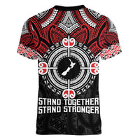 Aotearoa Proud To Be Maori Women V-Neck T-Shirt New Zealand Fight Together LT9 - Polynesian Pride
