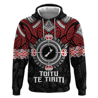 Aotearoa Proud To Be Maori Zip Hoodie New Zealand Fight Together LT9 Pullover Hoodie Red - Polynesian Pride