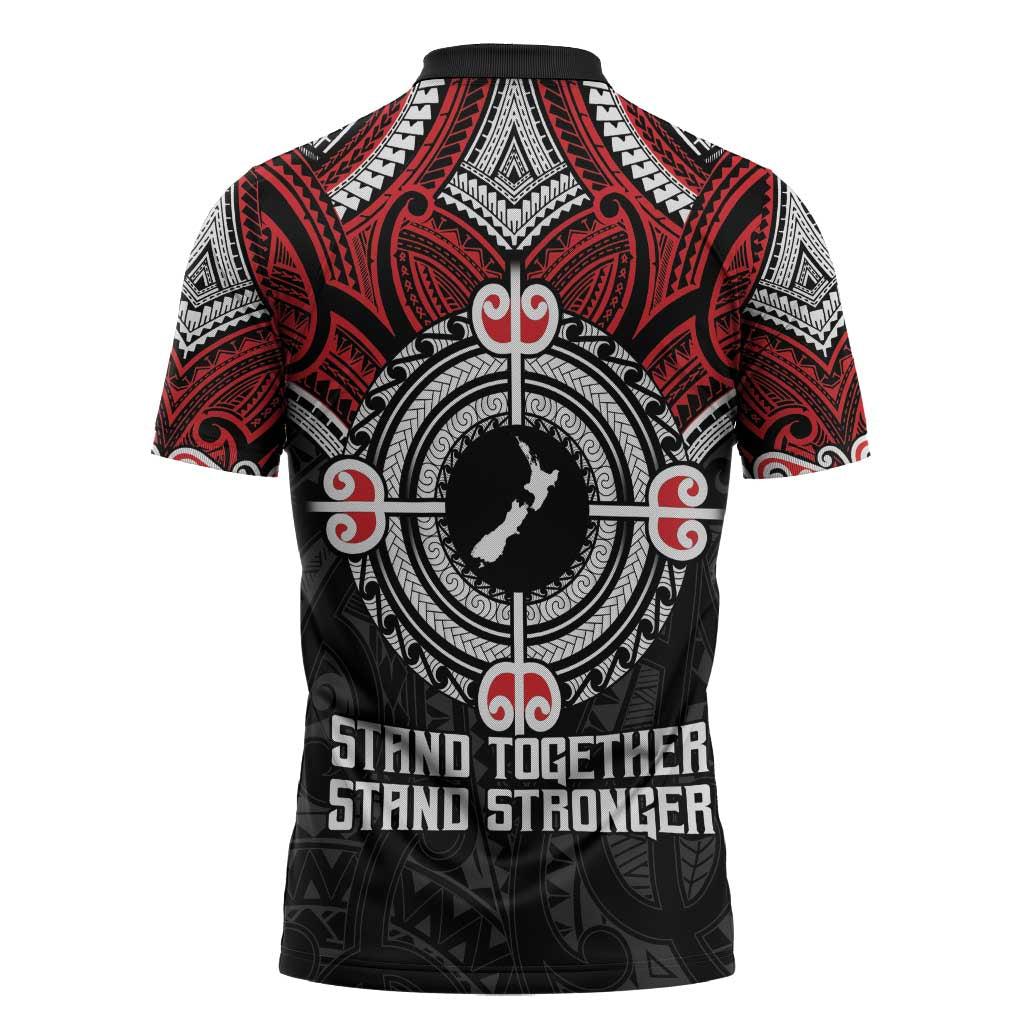 Aotearoa Proud To Be Maori Zipper Polo Shirt New Zealand Fight Together LT9 - Polynesian Pride