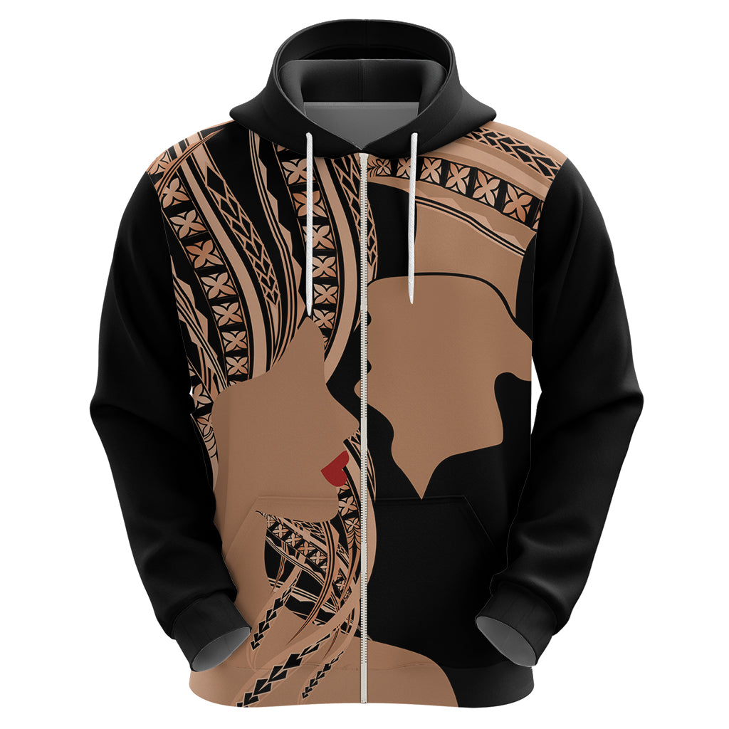Personalised Valentines Day Romantic Lovers Zip Hoodie LT9 - Polynesian Pride