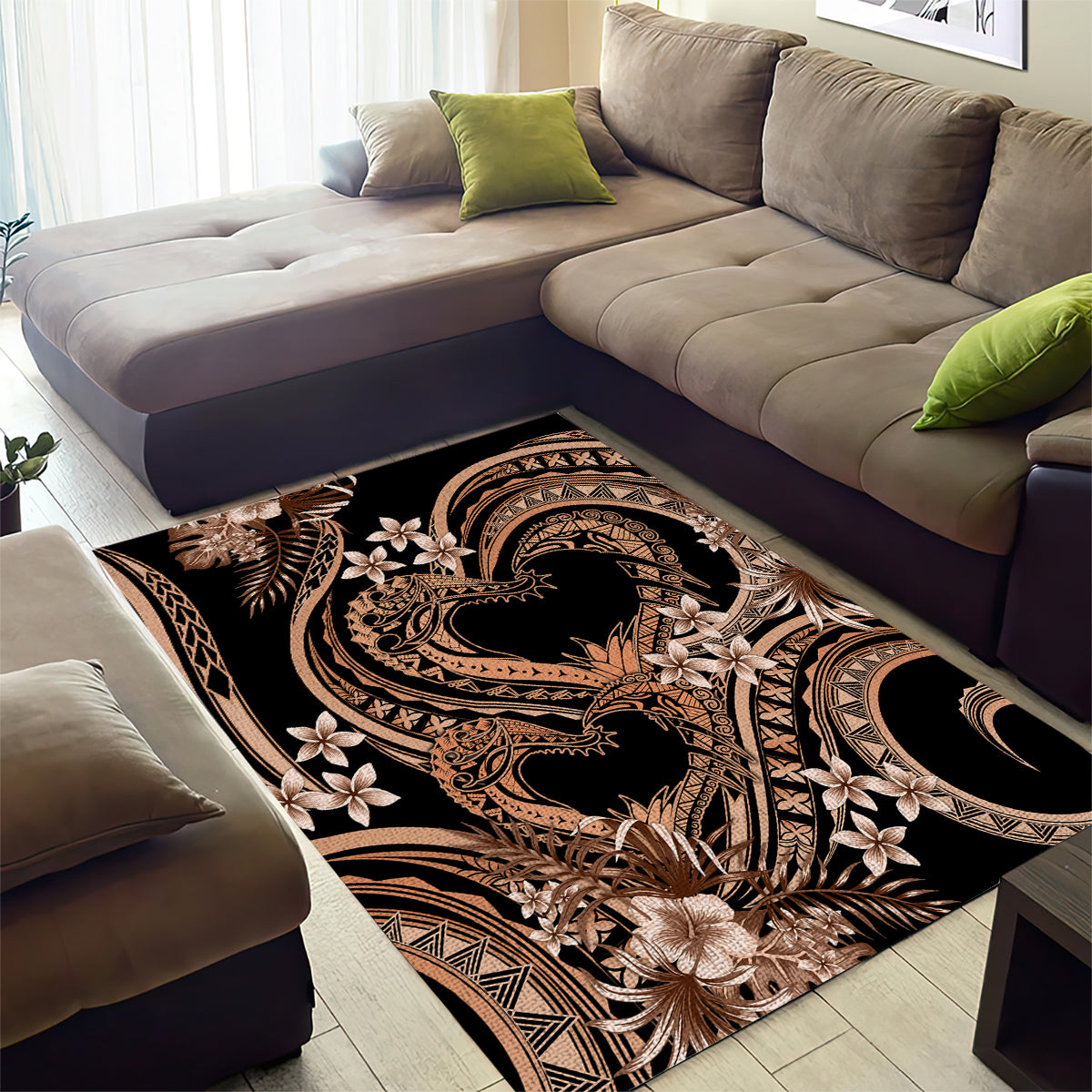 Polynesia Valentines Day Forever In My Heart Tattoo Area Rug Gold Style LT9 - Polynesian Pride
