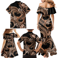 Polynesia Valentines Day Forever In My Heart Tattoo Family Matching Mermaid Dress and Hawaiian Shirt Gold Style LT9 - Polynesian Pride