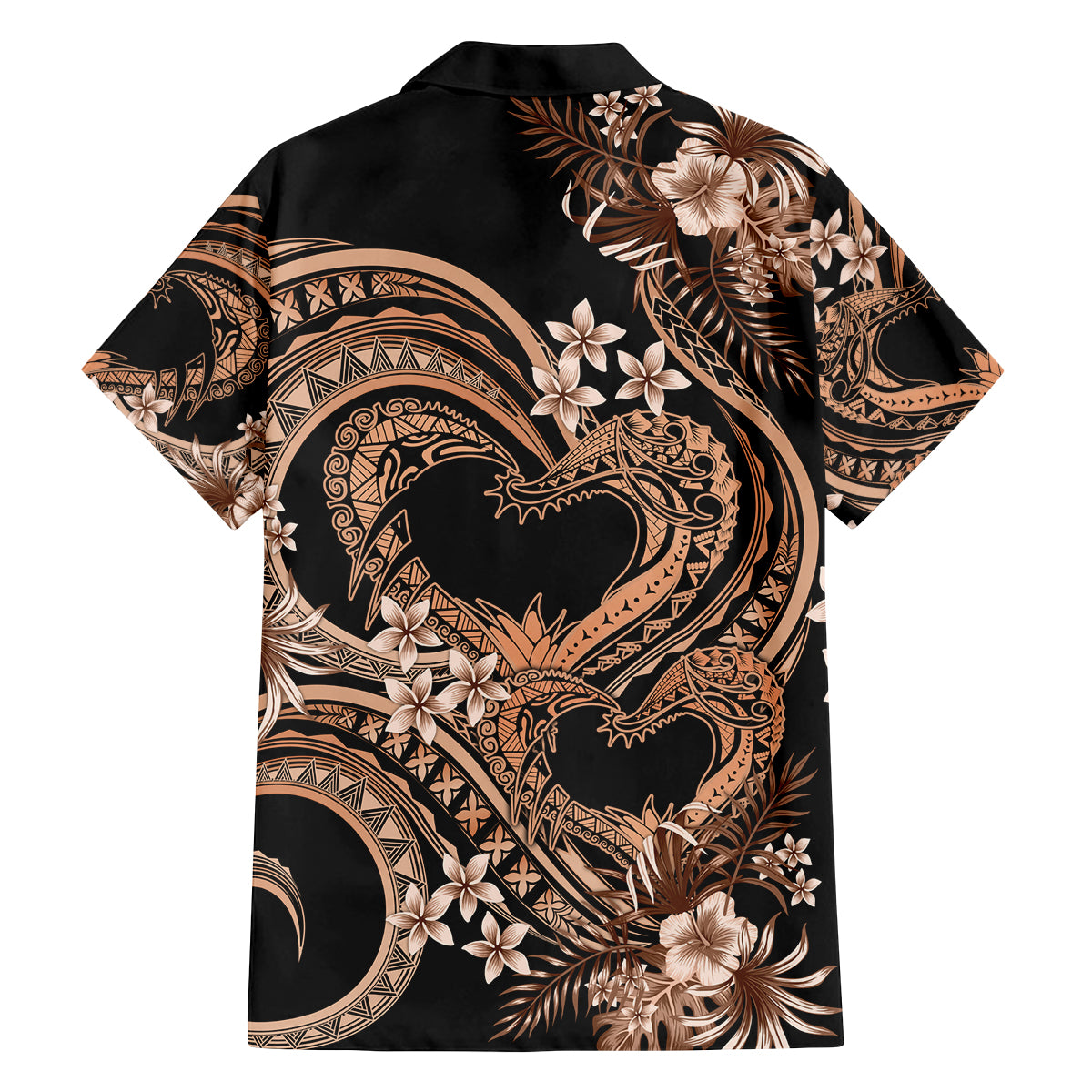 Polynesia Valentines Day Forever In My Heart Tattoo Family Matching Off Shoulder Long Sleeve Dress and Hawaiian Shirt Gold Style LT9 - Polynesian Pride