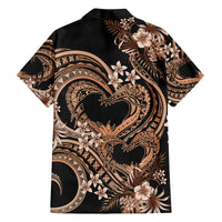 Polynesia Valentines Day Forever In My Heart Tattoo Family Matching Off Shoulder Long Sleeve Dress and Hawaiian Shirt Gold Style LT9 - Polynesian Pride