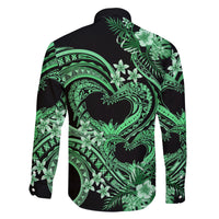 Polynesia Valentines Day Forever In My Heart Tattoo Family Matching Off Shoulder Short Dress and Hawaiian Shirt Green Style LT9 - Polynesian Pride