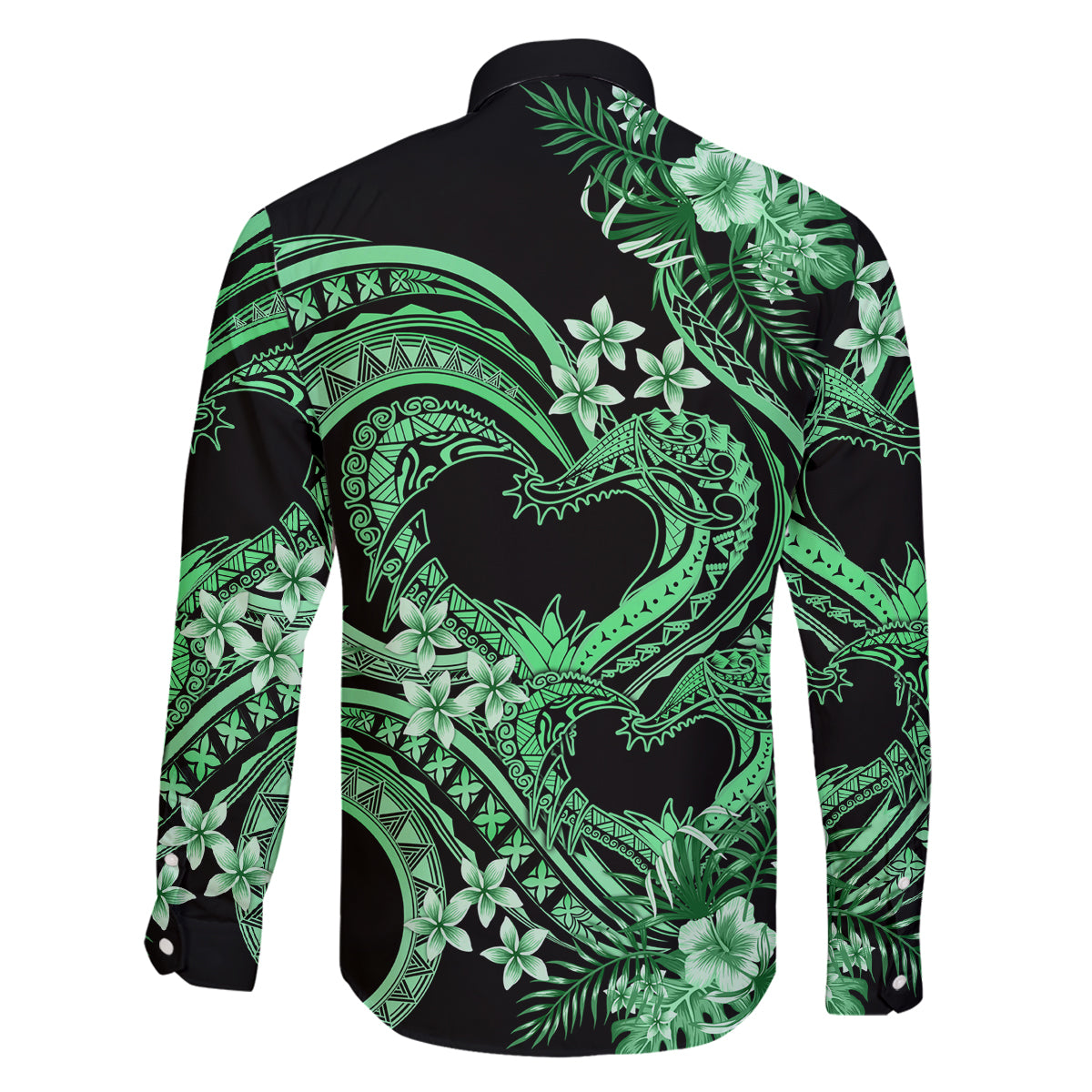 Polynesia Valentines Day Forever In My Heart Tattoo Family Matching Tank Maxi Dress and Hawaiian Shirt Green Style LT9 - Polynesian Pride