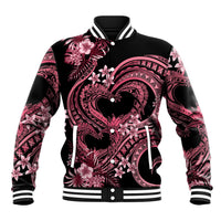 Polynesia Valentines Day Forever In My Heart Tattoo Baseball Jacket Pink Style LT9 Unisex Pink - Polynesian Pride
