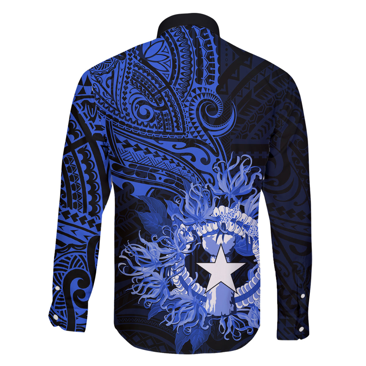 Northern Mariana Islands Ylang-ylang Mwarmwar Family Matching Off Shoulder Maxi Dress and Hawaiian Shirt Polynesian Blue Style LT9 - Polynesian Pride
