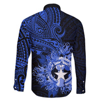 Northern Mariana Islands Ylang-ylang Mwarmwar Family Matching Short Sleeve Bodycon Dress and Hawaiian Shirt Polynesian Blue Style LT9 - Polynesian Pride