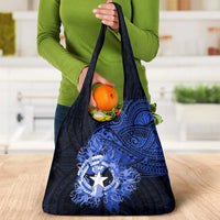 Northern Mariana Islands Ylang-ylang Mwarmwar Grocery Bag Polynesian Blue Style