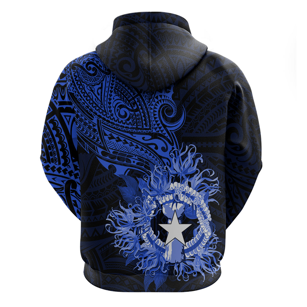 Northern Mariana Islands Ylang-ylang Mwarmwar Zip Hoodie Polynesian Blue Style LT9 - Polynesian Pride