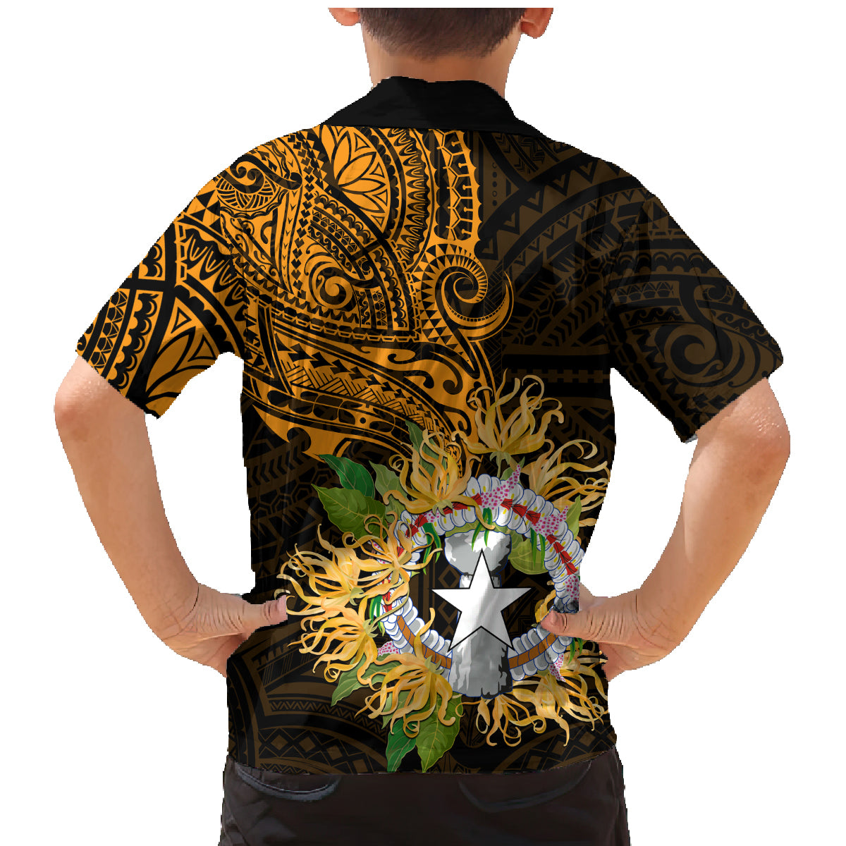 Northern Mariana Islands Ylang-ylang Mwarmwar Family Matching Mermaid Dress and Hawaiian Shirt Polynesian Gold Style LT9 - Polynesian Pride