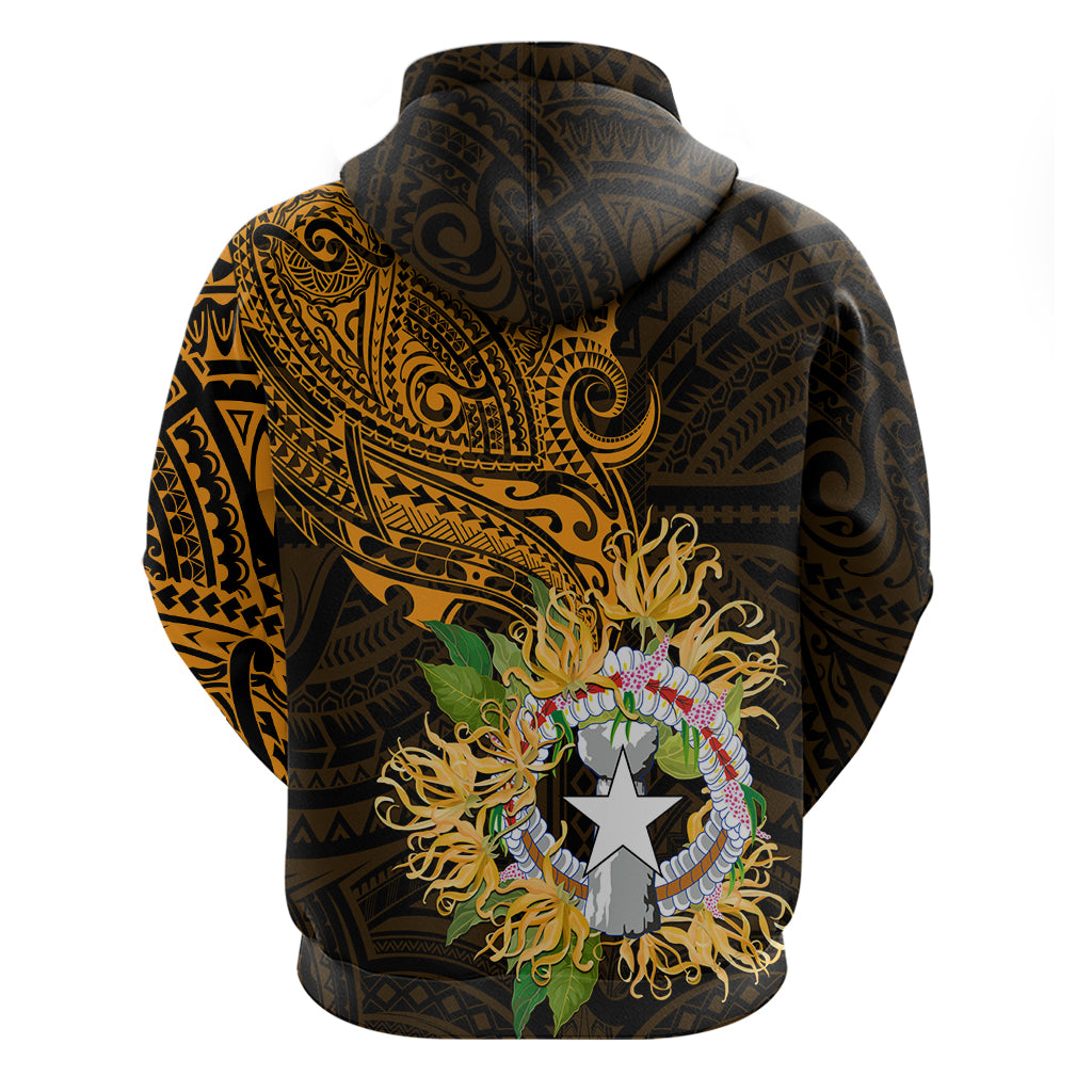 Northern Mariana Islands Ylang-ylang Mwarmwar Hoodie Polynesian Gold Style LT9 - Polynesian Pride