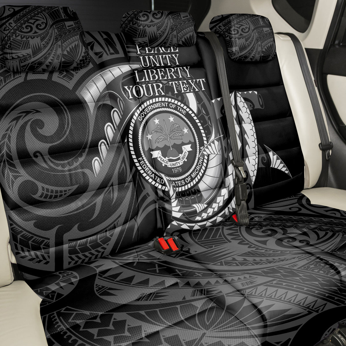 Personalised FSM Culture Day Back Car Seat Cover Hammerhead Shark Tribal 2024 LT9 - Polynesian Pride