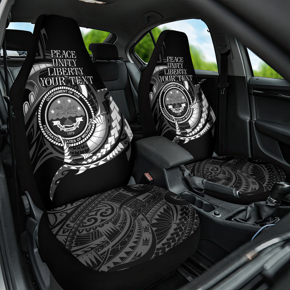 Personalised FSM Culture Day Car Seat Cover Hammerhead Shark Tribal 2024 LT9 One Size Black - Polynesian Pride