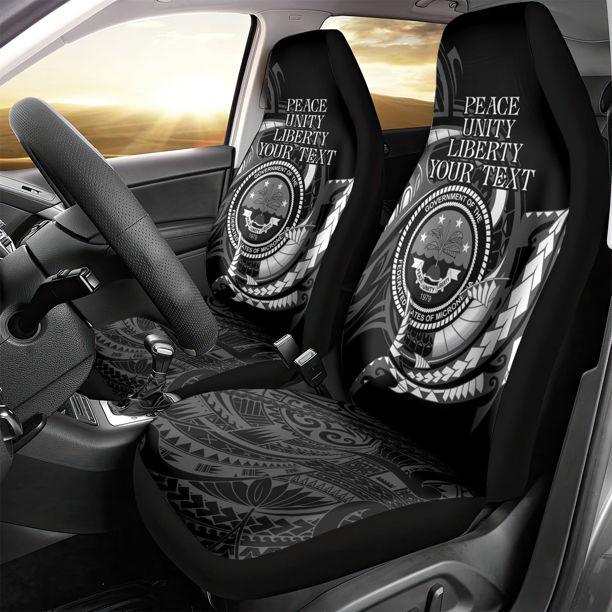 Personalised FSM Culture Day Car Seat Cover Hammerhead Shark Tribal 2024 LT9 - Polynesian Pride