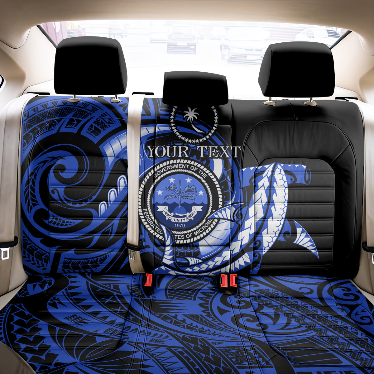 Personalised Chuuk FSM Culture Day Back Car Seat Cover Hammerhead Shark Tattoo 2024 LT9 - Polynesian Pride