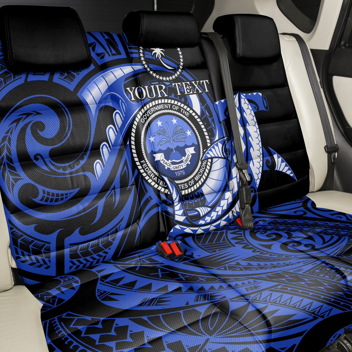 Personalised Chuuk FSM Culture Day Back Car Seat Cover Hammerhead Shark Tattoo 2024 LT9 - Polynesian Pride