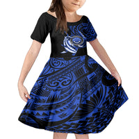 Personalised Chuuk FSM Culture Day Family Matching Tank Maxi Dress and Hawaiian Shirt Hammerhead Shark Tattoo 2024 LT9 Daughter's Dress Blue - Polynesian Pride