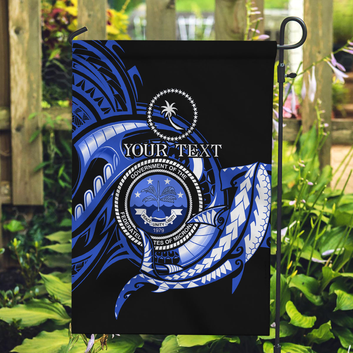 Personalised Chuuk FSM Culture Day Garden Flag Hammerhead Shark Tattoo 2024 LT9 Garden Flag Blue - Polynesian Pride