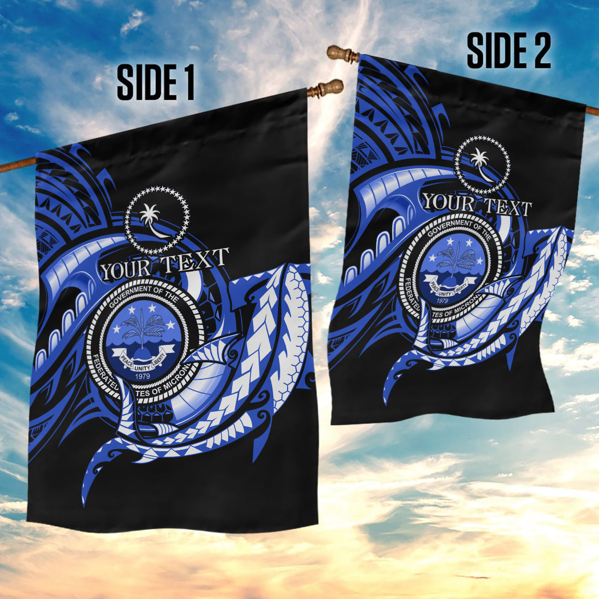 Personalised Chuuk FSM Culture Day Garden Flag Hammerhead Shark Tattoo 2024 LT9 - Polynesian Pride